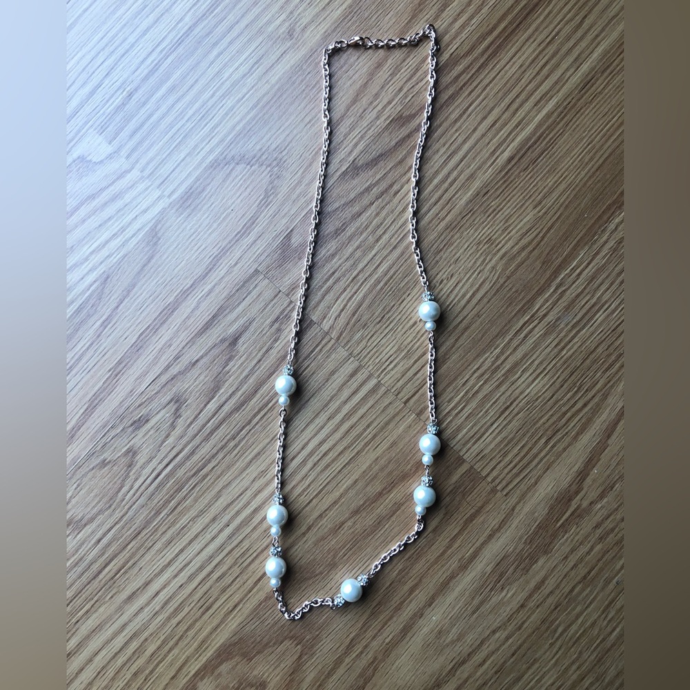 Classic White Pearl Station Necklace